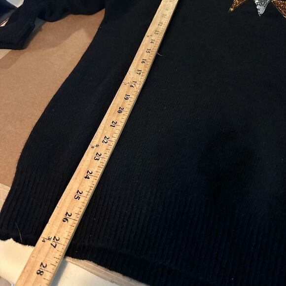 Vtg Semplice Lambs Wool Angora Rabbit Hair Black Sequin Deep V Back Sweater L - Picture 13 of 13